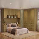 Ver imagem 1 de Quarto Modulado Queen 6 Peças Altezza Clean Freijó