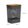 Cesto de Roupas com Tampa de Bambu Grid ou 49 Litros Cor:preto - 4