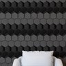 Papel de Parede 3d Auto Adesivo Geométrico Efeito Colmeia Preta Vinil Lavavel Quarto Sala 6m - 7