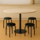 Ver imagem 1 de Banqueta Cozinha Baixa Empilhável Industrial Kit 4 Jully Preto/preto D03 - D’Rossi