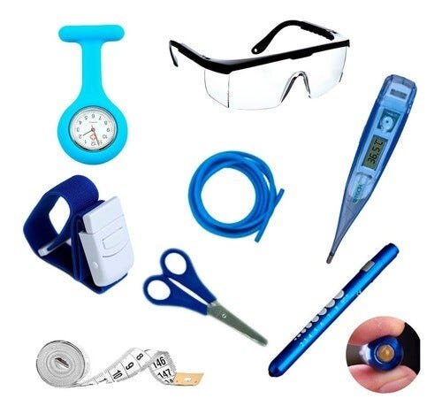 Kit Enfermagem Completo Com Aparelho De Medir Pressão - Azul-marinho - Símbolo da Enfermagem - 3