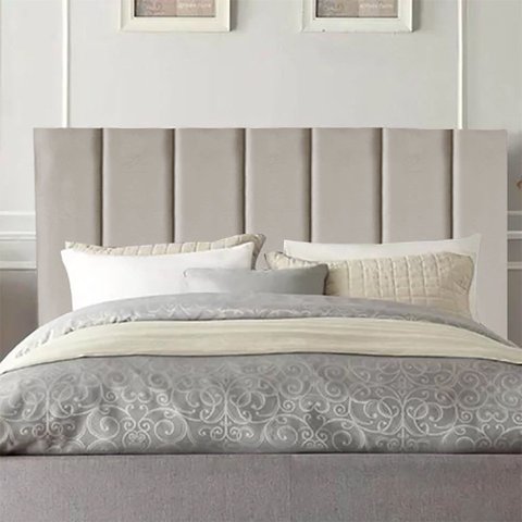 Cabeceira Estofada Cama Box Casal 1,40m Carla Suede Bege