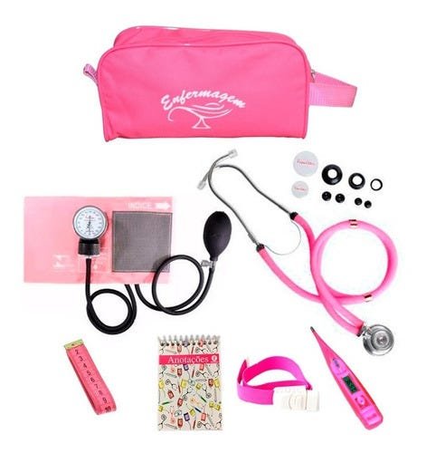 Kit 14 Enfermagem com Necessaire -Vinho- Premium - Incrível! - Pink