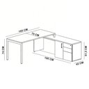 Ver imagem 3 de Mesa Escritório em L com Balcão e 2 Estantes Industrial Idea A03 Nogal Sevilha Branco - Lyam Decor