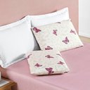 Ver imagem 2 de Jogo Cama Lençol Celi Casal Padrão Micropercal Estampado 200 Fios 3 Peças Borboletas Rosê - 100% Pol