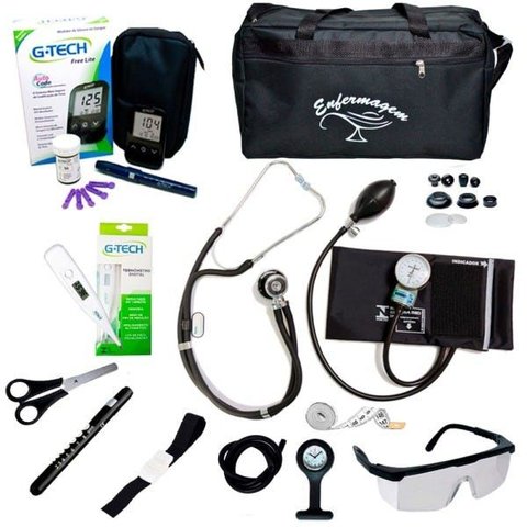 Kit Enfermagem com Esfigmo P.a.med Luxo - Preta (bolsa Modelo 2)