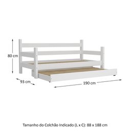 Bicama Madeira Maciça para Colchão 78/88 x 188cm Paris Multimóveis VCR4139  - 3