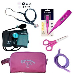 Kit Basic para Enfermagem com Aparelho de Pressão e Estetoscópio Duplo Rappaport - Lilás