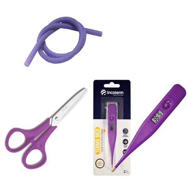 Kit Basic para Enfermagem com Aparelho de Pressão e Estetoscópio Duplo Rappaport - Violeta escuro - 3