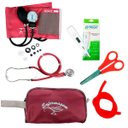 Ver imagem 1 de Kit Basic para Enfermagem com Aparelho de Pressão e Estetoscópio Duplo Rappaport - Vermelho Escuro