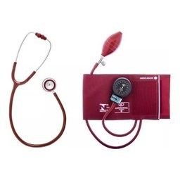 Kit Esfigmomanômetro + Estetoscópio Duplo Bic - Vinho - 1