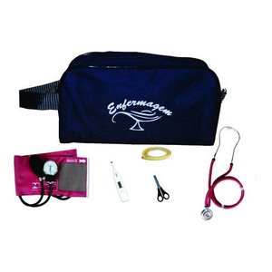 Kit Basic para Enfermagem com Aparelho de Pressão e Estetoscópio Duplo Rappaport - Azul marinho com 
