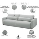 Ver imagem 3 de Sofá Retrátil Reclinável 240cm Sinna F05 Linho Impermeabilizado Cinza Claro - Mpozenato