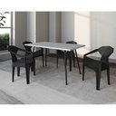 Ver imagem 1 de Mesa Jantar Paraty 140cm com 4 Cadeiras Pretas Diamond para Sala de Jantar Cozinha - Branco/preto