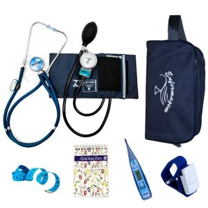 Kit Aparelho De Pressão Estetoscópio + Necessaire Exclusiva - Azul Marinho