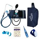 Ver imagem 1 de Kit Aparelho de Pressão Estetoscópio + Necessaire Exclusiva - Azul Marinho