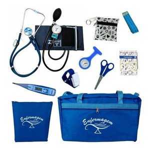 Kit Com Porta Jaleco Para Enfermagem Completo - Lindo - Azul
