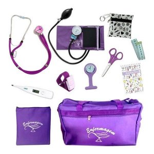 Kit Com Porta Jaleco Para Enfermagem Completo - Lindo - Roxo