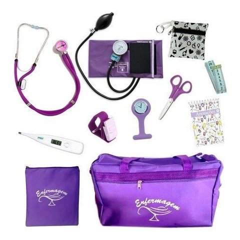 Kit com Porta Jaleco para Enfermagem Completo - Lindo - Roxo