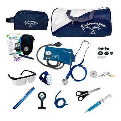Kit de Enfermagem Completo Premium com Relógio e Brinde - Azul-marinho