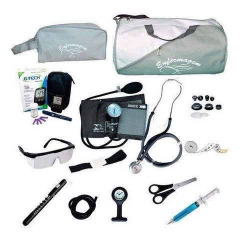Kit de Enfermagem Completo Premium com Relógio - Cinza