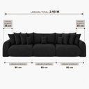 Ver imagem 4 de Sofá Retrátil 6 Lugares Veludo Armani 2,90 Mts Preto