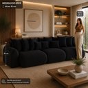 Ver imagem 6 de Sofá Retrátil 6 Lugares Veludo Armani 2,90 Mts Preto