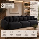 Ver imagem 7 de Sofá Retrátil 6 Lugares Veludo Armani 2,90 Mts Preto