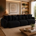 Ver imagem 1 de Sofá Retrátil 6 Lugares Veludo Armani 2,90 Mts Preto