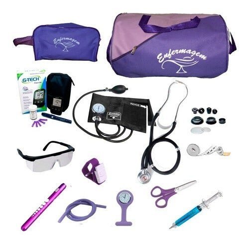 Kit De Enfermagem Completo Premium Com Relógio - Roxo