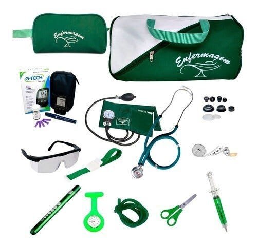 Kit De Enfermagem Completo Premium Com Relógio - Verde