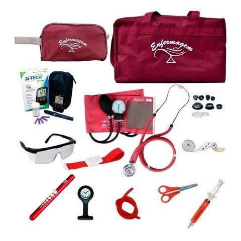 Kit de Enfermagem Completo Premium com Relógio - Vinho (bolsa Tipo2)