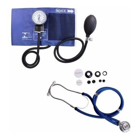 Kit Aparelho De Pressão E Estetoscópio Azul - Premium