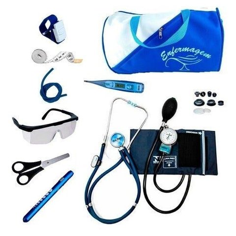 Kit Enfermagem Aparelho de Pressão Estetoscópio Várias Cores - Azul