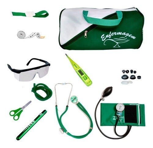 Kit Enfermagem Aparelho De Pressão Estetoscópio Várias Cores - Verde