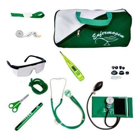 Kit Enfermagem Aparelho de Pressão Estetoscópio Várias Cores - Verde
