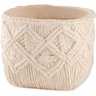 Cachepot de Cimento Macramê 18,5x14,5cm Bege - 1