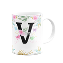 Ver imagem 2 de Caneca Floral - Inicial do Nome Letra V - 325ml