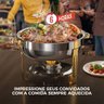 Rechaud Dourado Rm Redondo em Aço Inox Banho Maria com Fogareiro 5 L Buffet - 5