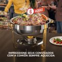 Ver imagem 5 de Rechaud Dourado Rm Redondo em Aço Inox Banho Maria com Fogareiro 5 L Buffet