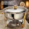 Rechaud Dourado Rm Redondo em Aço Inox Banho Maria com Fogareiro 5 L Buffet - 9