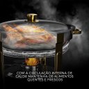 Ver imagem 3 de Rechaud Dourado Rm Redondo em Aço Inox Banho Maria com Fogareiro 5 L Buffet