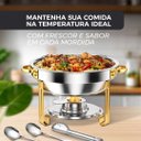 Ver imagem 4 de Rechaud Dourado Rm Redondo em Aço Inox Banho Maria com Fogareiro 5 L Buffet