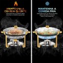 Ver imagem 7 de Rechaud Dourado Rm Redondo em Aço Inox Banho Maria com Fogareiro 5 L Buffet