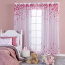 Ver imagem 1 de Cortina para Quarto Voil Estampado Corações 2,00m X 2,30m - para Varão Simples