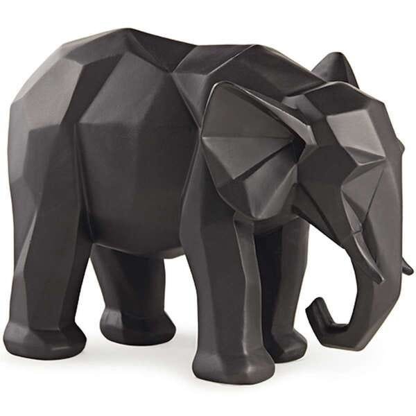 Escultura Elefante Preto em Poliresina - 16x11x21cm - 1