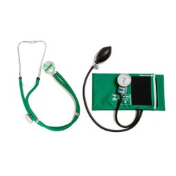 Kit com Bolsa Tipo Pasta, Porta Jaleco e Estetoscópio e Esfigmomanômetro P.A Med - Verde - 2