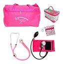 Ver imagem 1 de Kit Bolsa Tipo Pasta, Necessaire Retangular, Porta Moedas e Esteto com Esfigmo Pa Med - Fúcsia - Ro