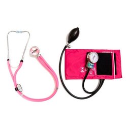 Kit Bolsa Tipo Pasta, Necessaire Retangular, Porta Moedas e Esteto com Esfigmo PA Med - Fúcsia - Ro - 2