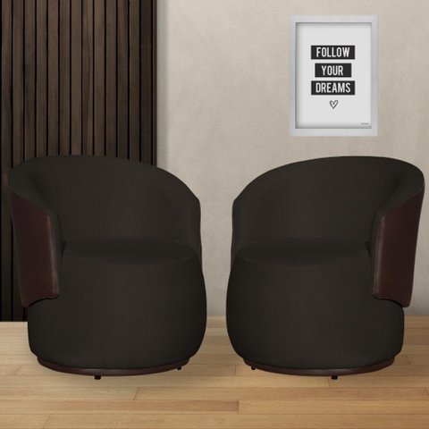 Kit 2 Poltronas Organica Beatriz Suede Marrom C/ Composê Corano Marrom - Lm Decor